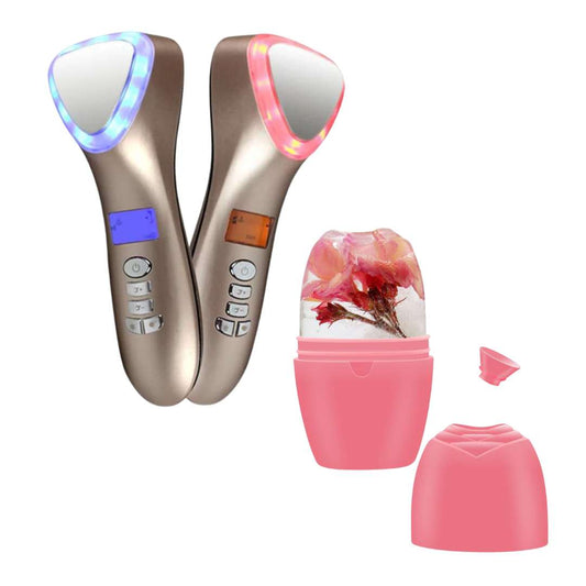 Combo rodillo facial de hielo + masajeador facial LED